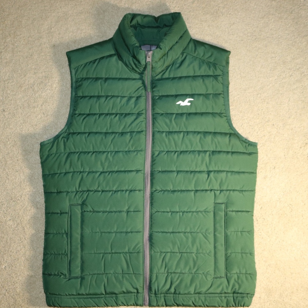 Hollister Puffer Vest Medium Green Bomber Mens